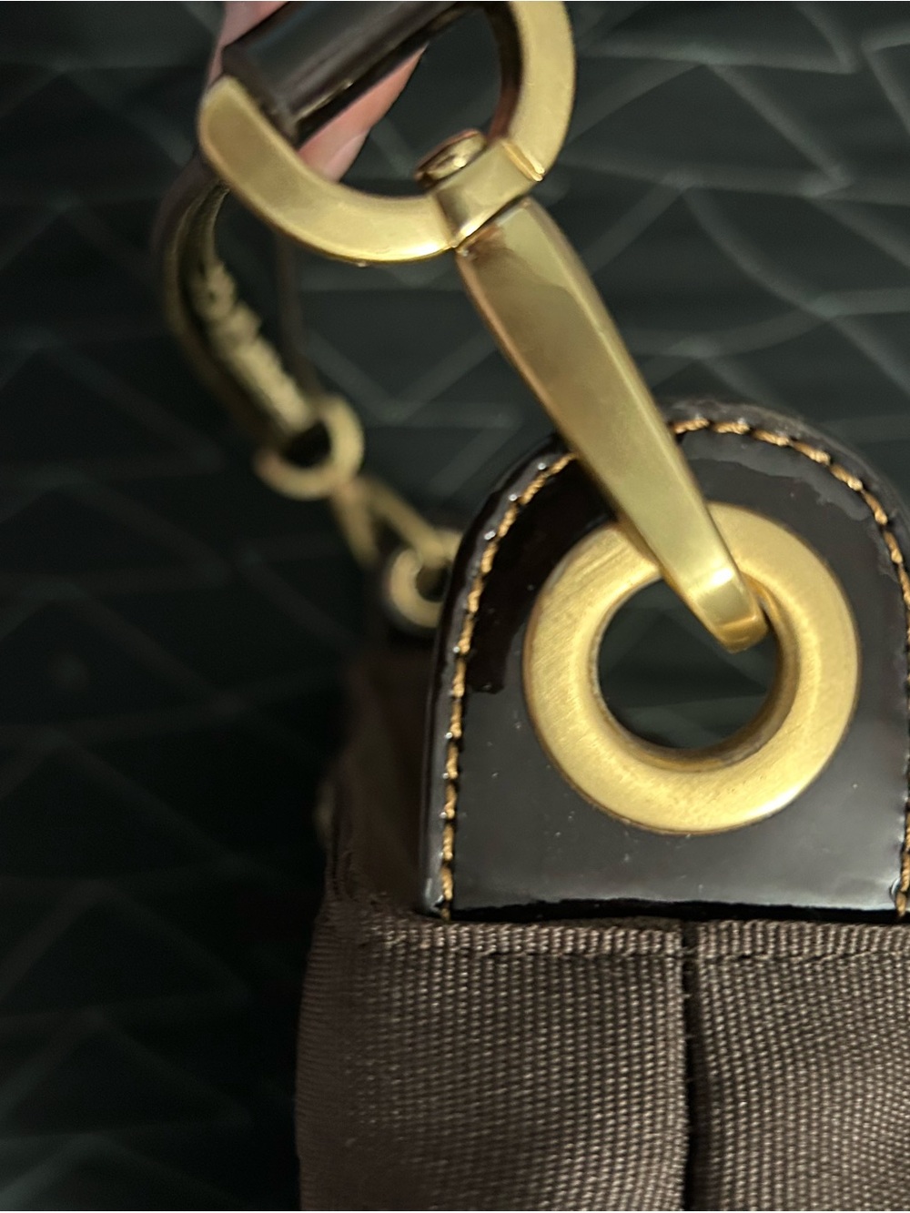 EUC Eric Javits New York Chocolate Brown Pleated Shoulder Bag with Gold Accents - Picture 6 of 14